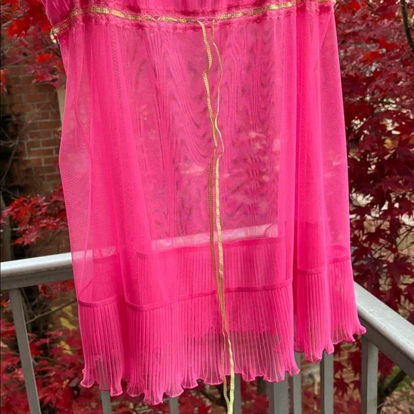 Vintage y2k Victoria Secret Large Pink Green Sheer Milkmaid Babydoll Slip Dress - Picture 6 of 17